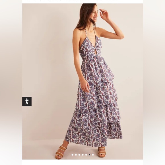 knee length dresses for ladies Tala Tiered Jersey Maxi Dress-Blood Orange, Botanical Charm